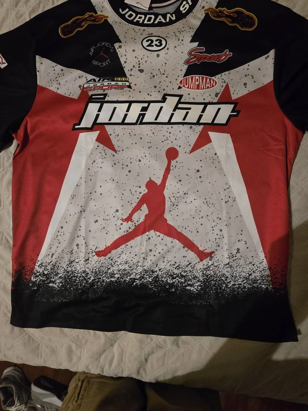 Air Jordan Motorsport Cement 23XI Racing Jersey Shirt, Size 2XL IB8813-011